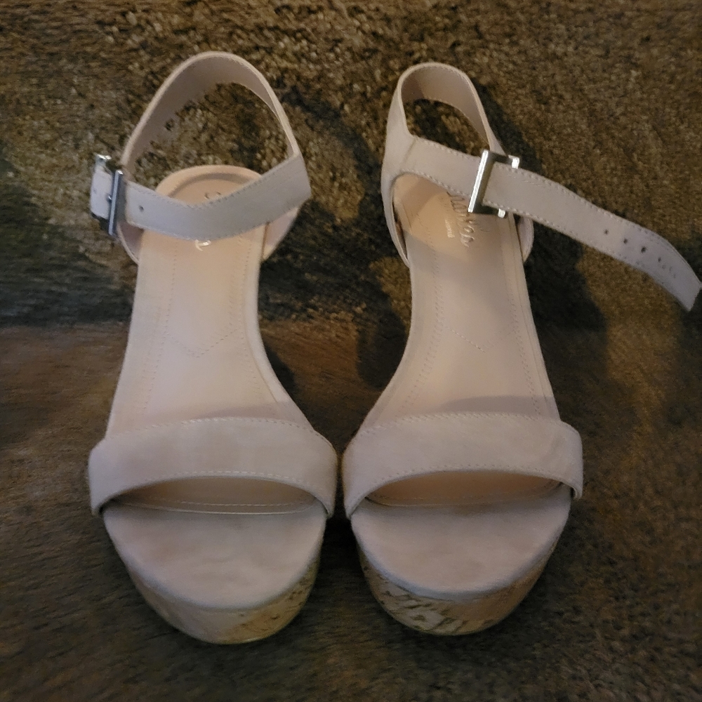 Nude wedge sandals